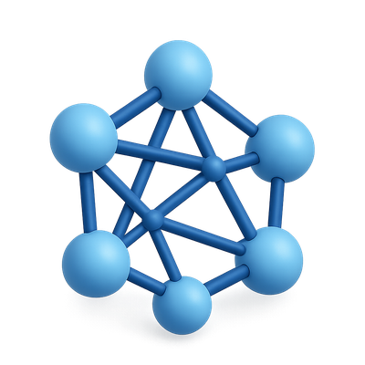 3D Mesh Network Icon with Isometric View