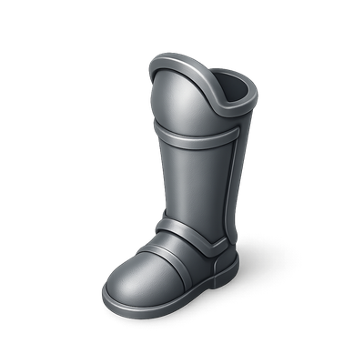 Stylized 3D Silver Boot Icon for Digital Use