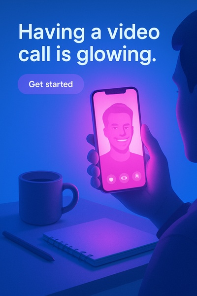 Illuminated Video Call Scene with Neon Glow