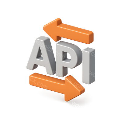3D Icon Representing API with Directional Arrows