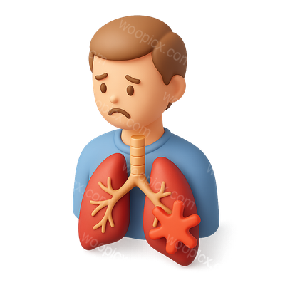 3D Icon Representing Bronchitis with Human Figure