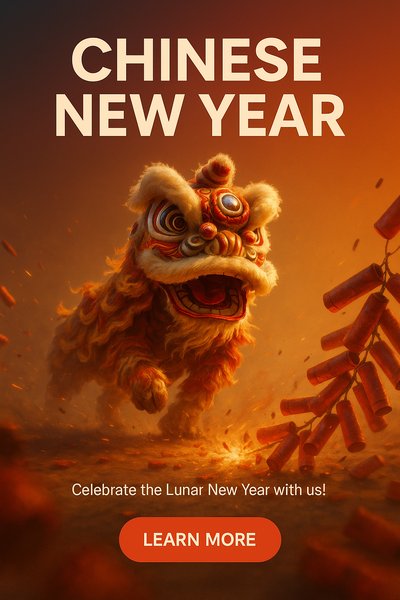 Vibrant Celebration of Chinese New Year with Lion Dance Theme