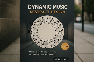 Dynamic Music Abstract Design with Notes and Creative Elements