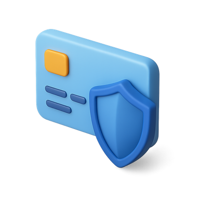 3D Secure Credit Card Icon with Shield Design