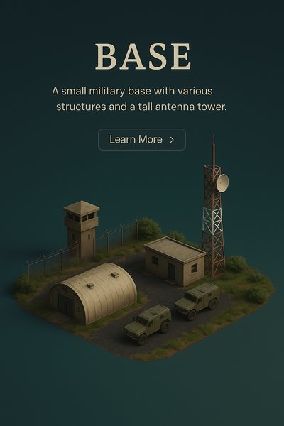 Detailed 3D Scene of a Military Base in Dark Style