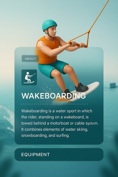 Vibrant Wakeboarding Design with 3D Illustration