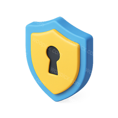 3D Security Shield Icon with Keyhole Design