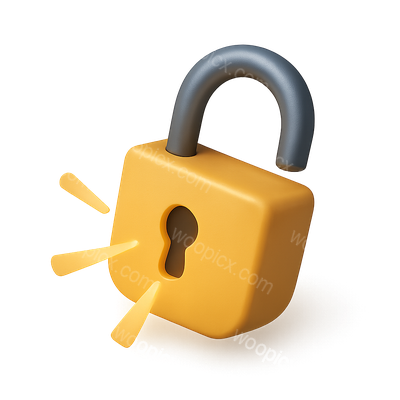 3D Illustration of an Unlocked Padlock with Light Effects