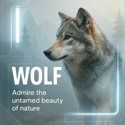 Realistic Wolf Portrait with Modern Design Elements