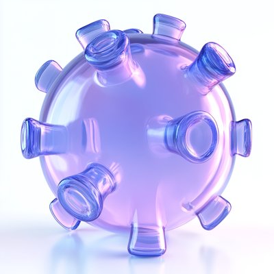 3D Render of a Stylized Virus Model with Transparent Elements