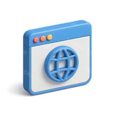 Stylish 3D Domain Icon with Isometric Design
