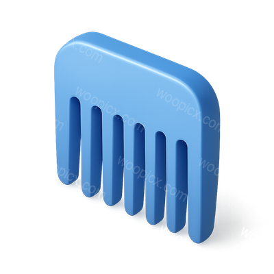 Stylish 3D Blue Comb Icon with Isometric View