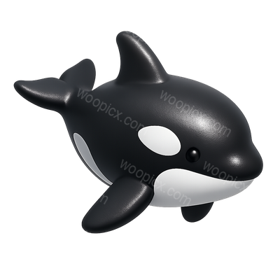 Stylized 3D Orca Icon with Isometric View