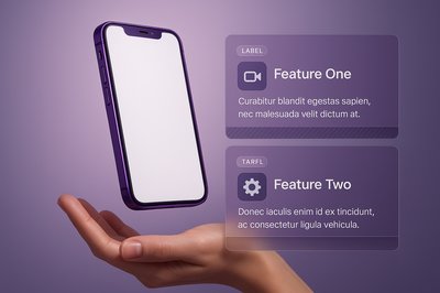 Floating Purple Phone with Stylish Design Elements