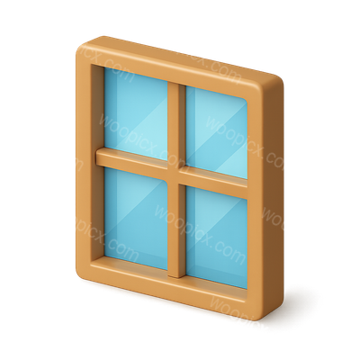 Stylish 3D Window Icon with Transparent Background