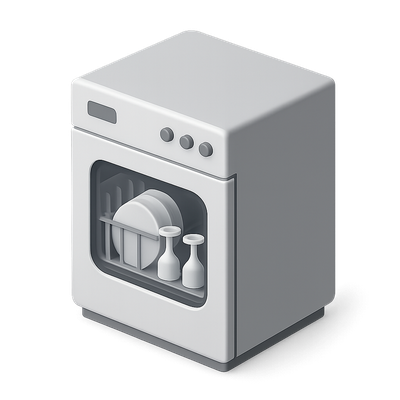 Stylized 3D Dishwasher Icon in Isometric View
