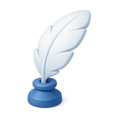 Stylized Quill and Ink Pot Icon for Creative Projects