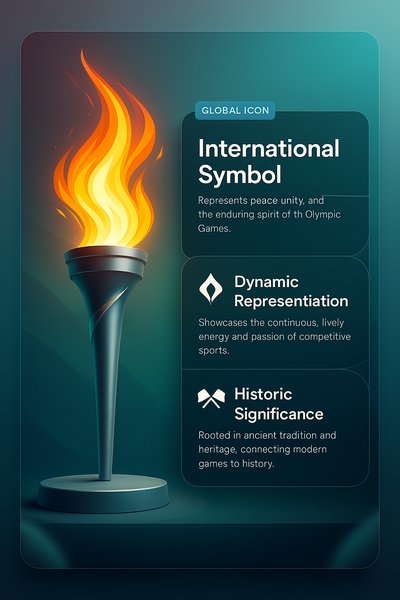 3D Olympic Flame Illustration with Dynamic Elements