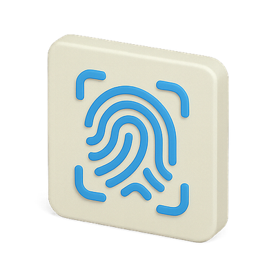 Stylized Fingerprint Icon with Blue Accents