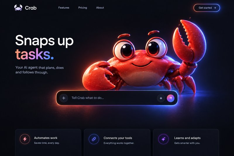 AI agent landing page design