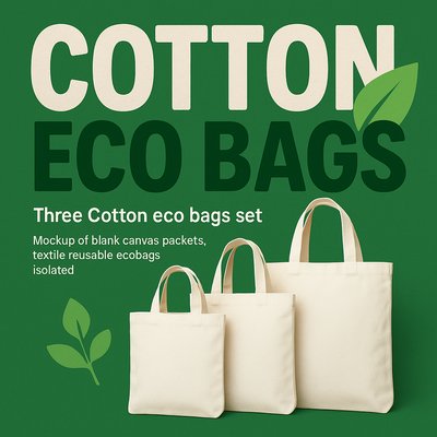 Eco-Friendly Cotton Bags Mockup with Minimalist Design