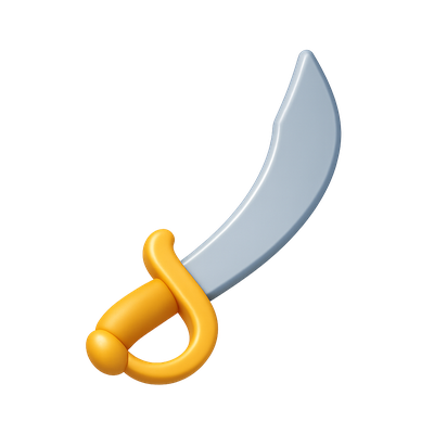 3D Sword Icon with Yellow Handle