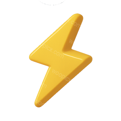 3D Yellow Lightning Bolt Icon Design