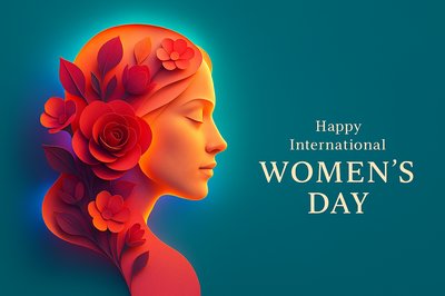 Realistic Face and Flowers Illustration for International Women's Day