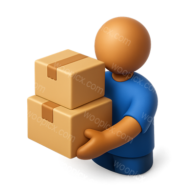 3D Icon of a Person Carrying Packages in Isometric View