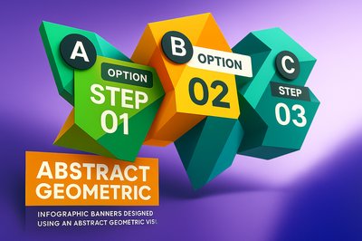 Abstract Geometric Infographic Banners with Colorful Design
