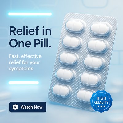 Promotional Image for Pain Relief Medication with Blister Pack