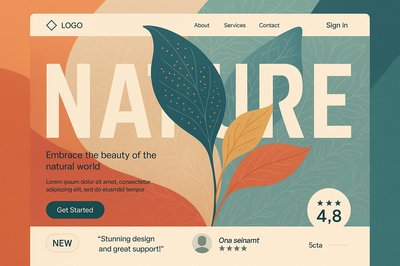 Modern Landing Page Design with Floral Background