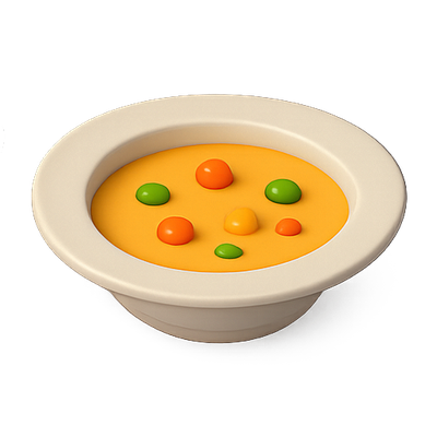 Illustration of Vibrant Soup in a White Bowl