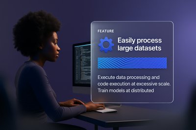 Black Woman IT Developer Working on Computer in Dark Office