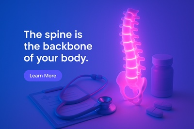 Glowing Spine Composition with Neon Effects