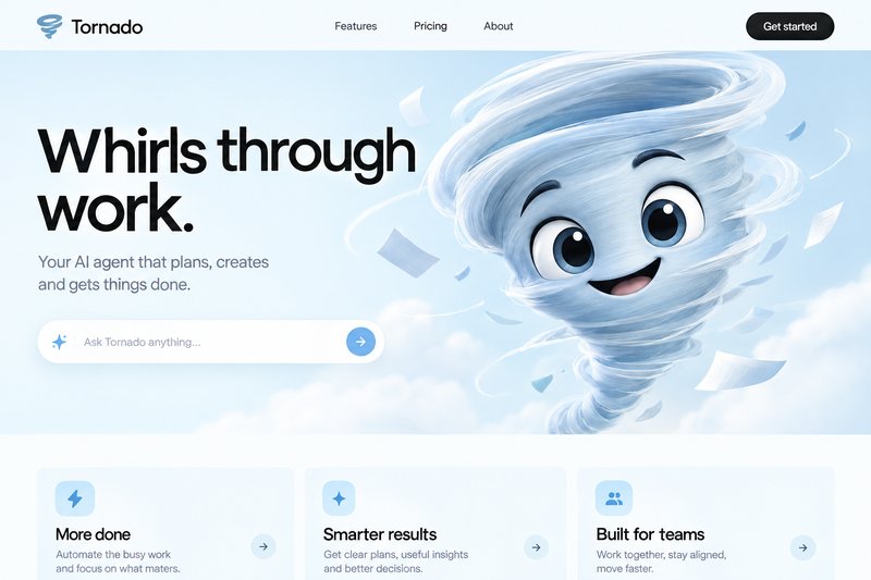 AI agent landing page design