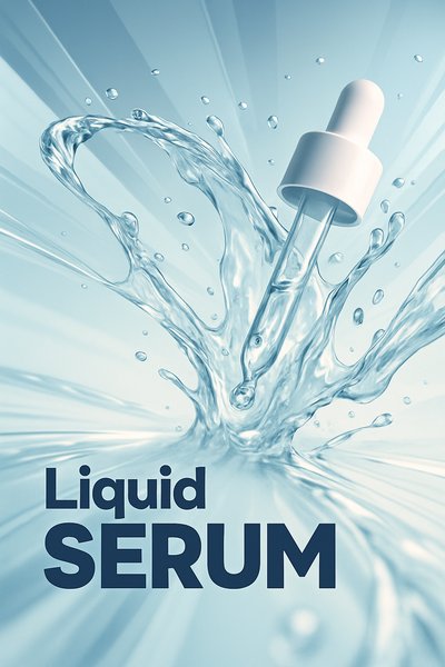Dynamic Splash of Liquid Serum on Pastel Background