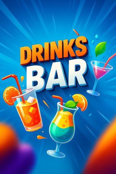 Vibrant Drinks Bar Scene with Colorful Cocktails
