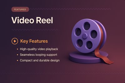 3D Illustration of a Video Reel for Landing Page Design