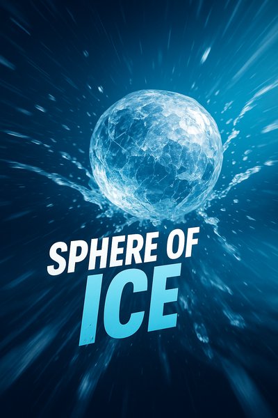 Dynamic Ice Sphere Illustration with Bold Text