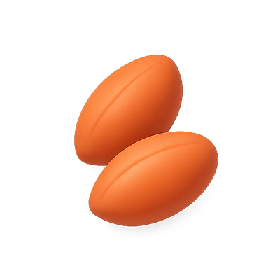 Pair of Bright Orange Rugby Balls on a White Background