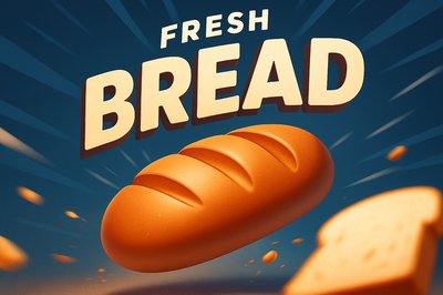 Dynamic and Engaging Bread Illustration with Bold Typography