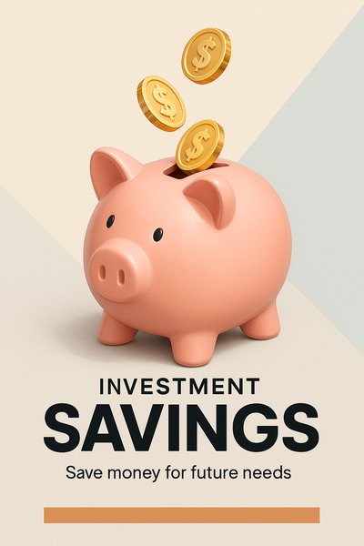 Modern Piggy Bank with Falling Coins for Savings and Investment