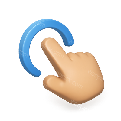 3D Icon of a Finger Touching a Curved Line