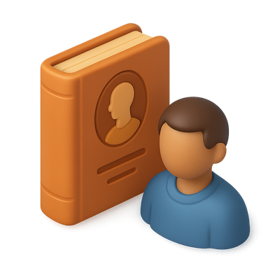 3D Biographer Icon with Transparent Background and Isometric View