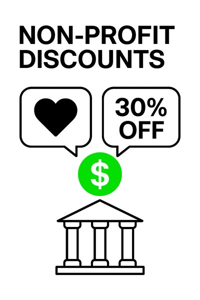 Promotional Graphic for Non-Profit Discounts with Engaging Design