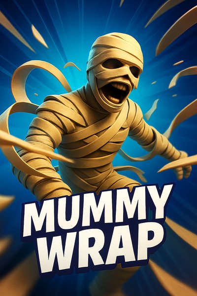 Dynamic Mummy Wrap Illustration with Bold Typography