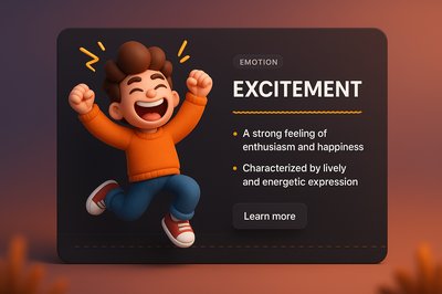 3D Illustration of Excitement in Web Design