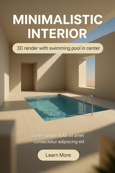 Minimalistic Interior Design with Pool - 3D Render