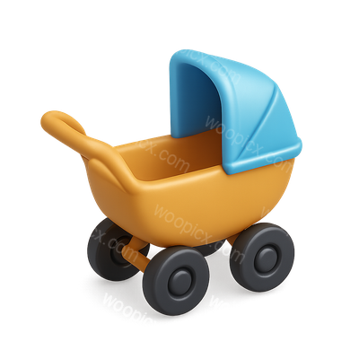 Stylish 3D Baby Carriage Icon with Isometric Design